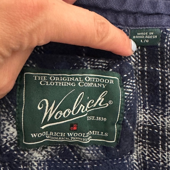 *WOOLRICH* Blue x Whiten Plaid Button Up Jacket Size Large - Picture 6 of 7